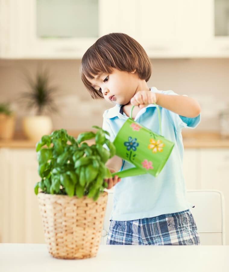 child-watering-plant